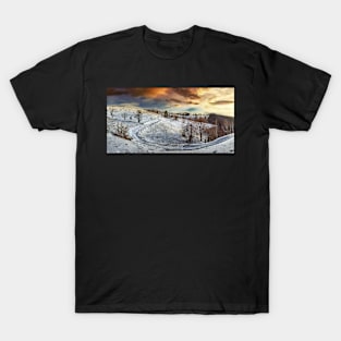 Countryside road at sunset, winter T-Shirt